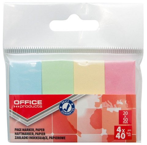 Zakładka indeksująca OFFICE PRODUCTS 20x50mm 4x40k papierowa mix pastel 14215124--99