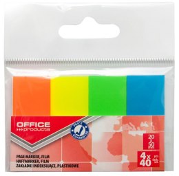 Zakładka indeksująca OFFICE PRODUCTS 20x50mm 4x40k plastikowa 60mic MIX zawieszka 14223524-99 EAN : 5901503606728
