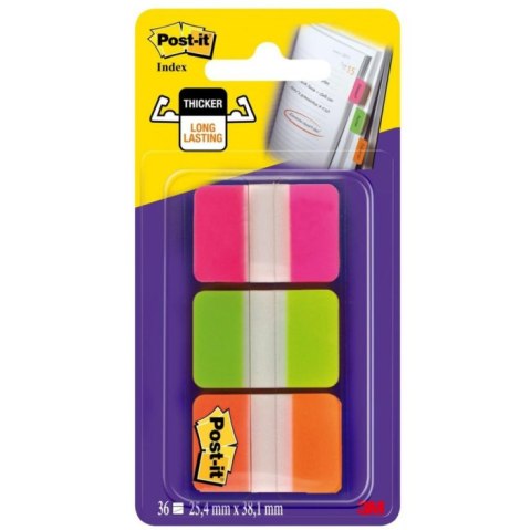 Zakładki indeksujące Post-it Strong 25,4 x 38 mm różowe, zielone, pomarańczowe