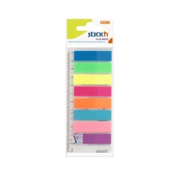 Zakładki indeksujące Stick'n foliowe 45 x 12 mm mix kolorów neonowych 8 x 25 zakładek z 12 cm linijką
