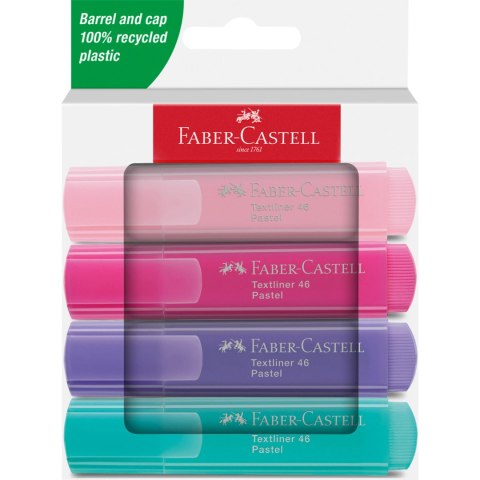 Zakreślacz FABER CASTELL 1546 PASTEL 4 kolory w opakowaniu kartonowym 254654 FC EAN : 4005402546541