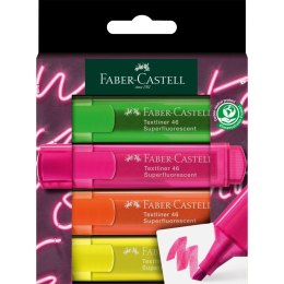 Zakreślacz FABER CASTELL 4 kolory w kartonie SUPER NEON 254600 FC EAN : 4005402546008