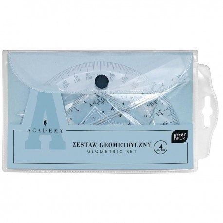 Zestaw geometryczny INTERDRUK 4 elementy w etui ACADEMY EAN : 5902277350169