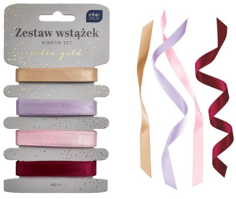 Zestaw wstążek INTERDRUK SATIN GOLD 4x2m EAN: 5902277345486